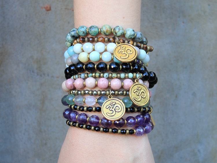 27 bead wrap mala bracelets™ with fine faceted gemstones
