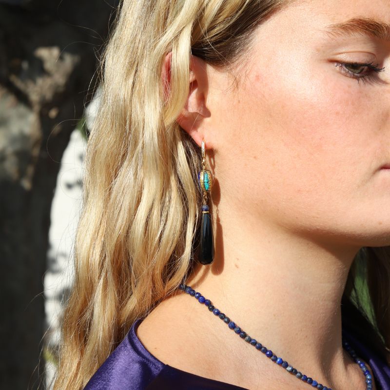 Lapis Lazuli and Onyx Earrings
