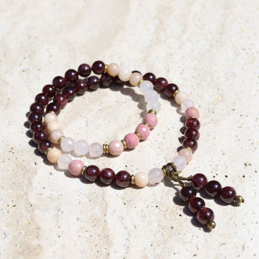 Garnet & Love Crystals Wrist Mala *Final Sale*