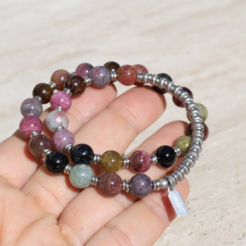 "Protection" Watermelon Tourmaline 27 Bead Wrist Mala Bracelet - PRESALE