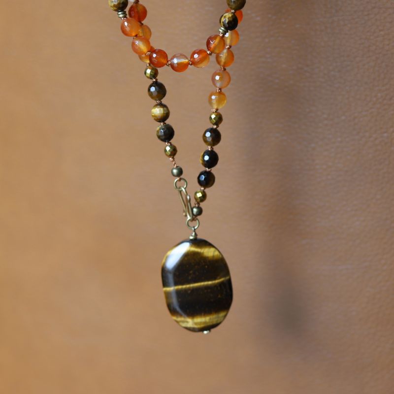 Amazonite and Carnelian Hand Knotted Mala Necklace *Final Sale*
