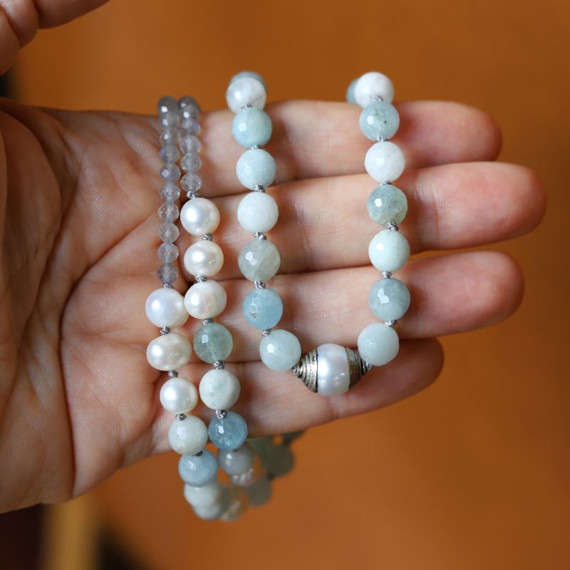 Aquamarine Pearl and Labradorite Necklace *Final Sale*