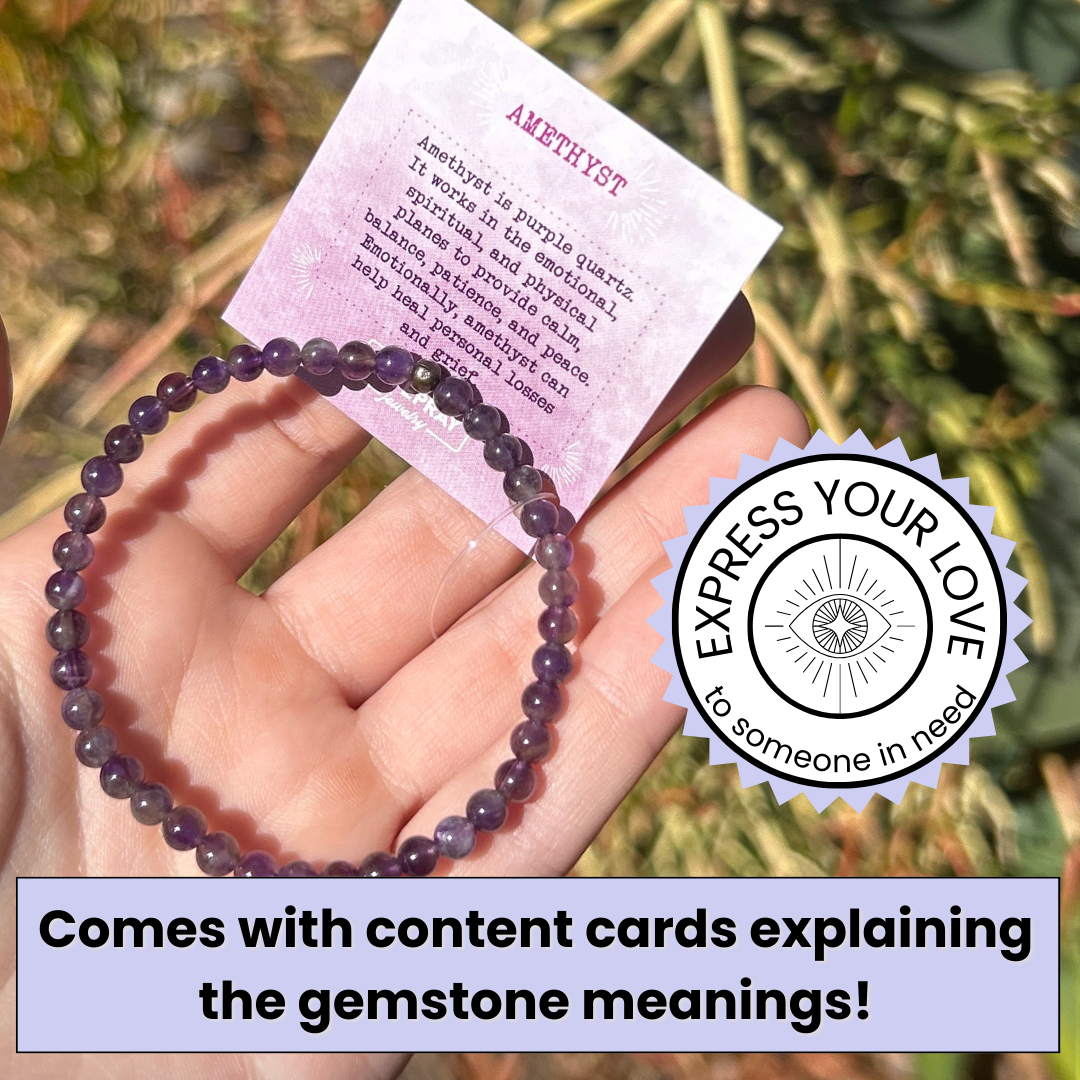 Genuine Amethyst Delicate Bracelet with meaning cards