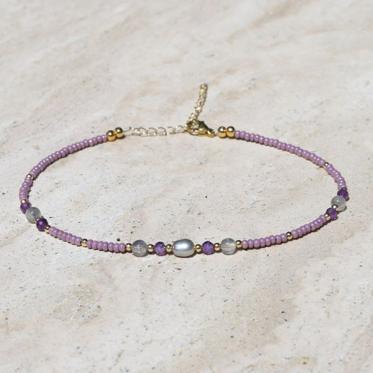 Amethyst and Pearl Anklet