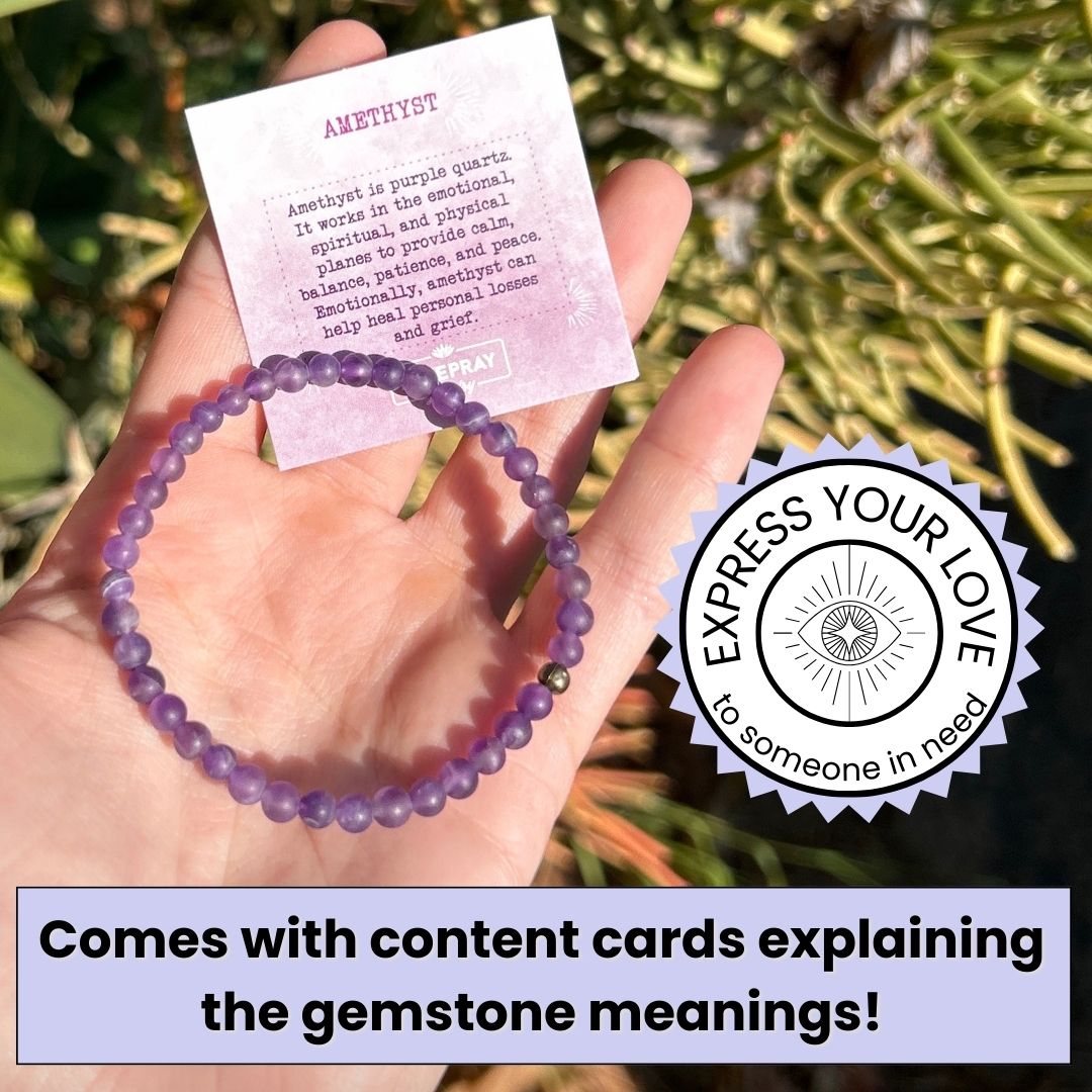 Genuine Matte Amethyst delicate bracelet with meaning cards