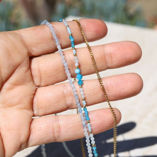 Aquamarine & Apatite Necklace Set
