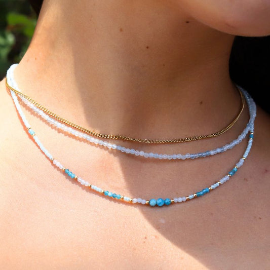Aquamarine & Apatite Necklace Set