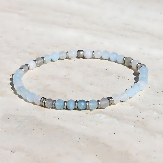 Aquamarine and Moonstone Delicate Bracelet