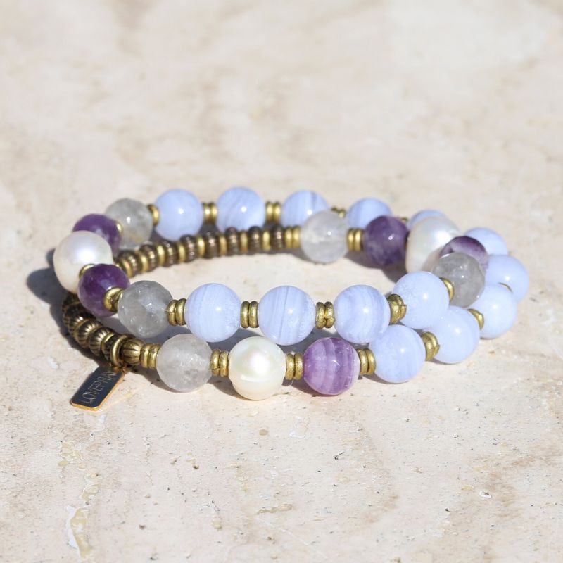 Blue Lace Agate Wrist Mala Bracelet *Final Sale*