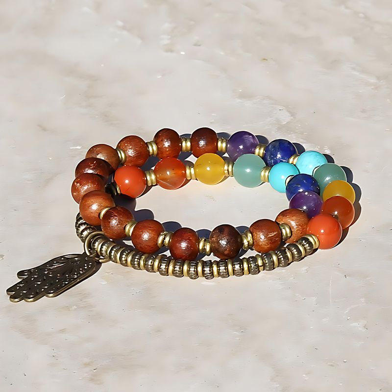 YGLINE Boho Leather Wrap Bracelet For Women – Adjustable Imperial Jasper Healing Bead Bangle - View #4