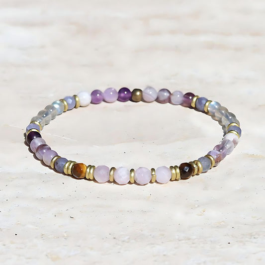 Chevron Amethyst and Kunzite Delicate Bracelet