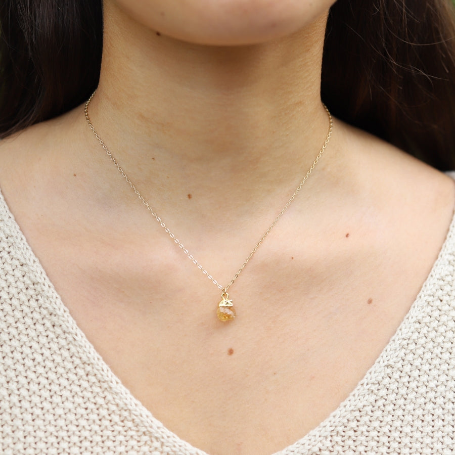 Raw Citrine Chain Necklace