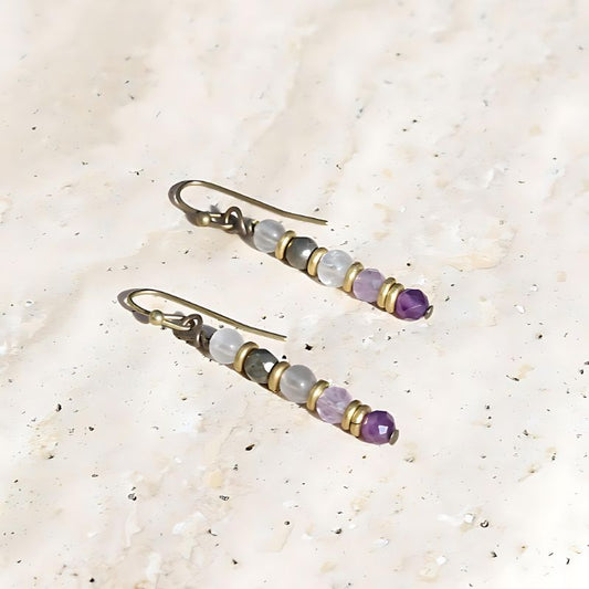 "Emotional Healing" Cloudy Quartz and Amethyst Earrings