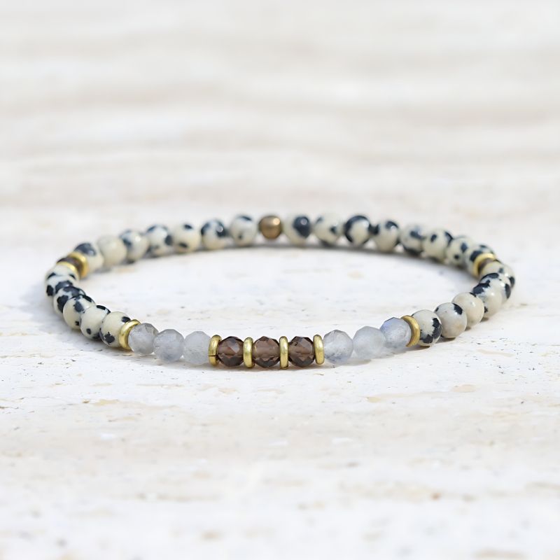 "Balance" Dalmatian Jasper and Labradorite Delicate Bracelet