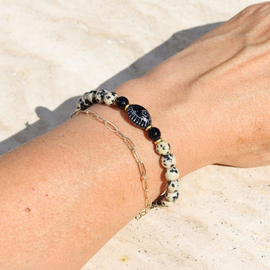 Dalmatian Jasper Evil Eye Bracelet *Final Sale*