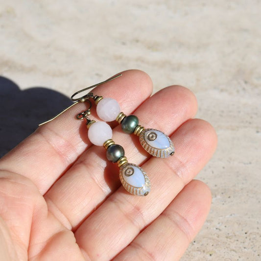 Evil Eye & Pearl Earrings *Final Sale*