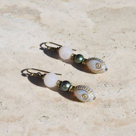 Evil Eye & Pearl Earrings *Final Sale*
