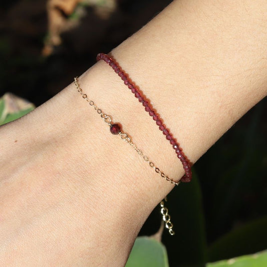 Garnet Birthstone Bracelet Set