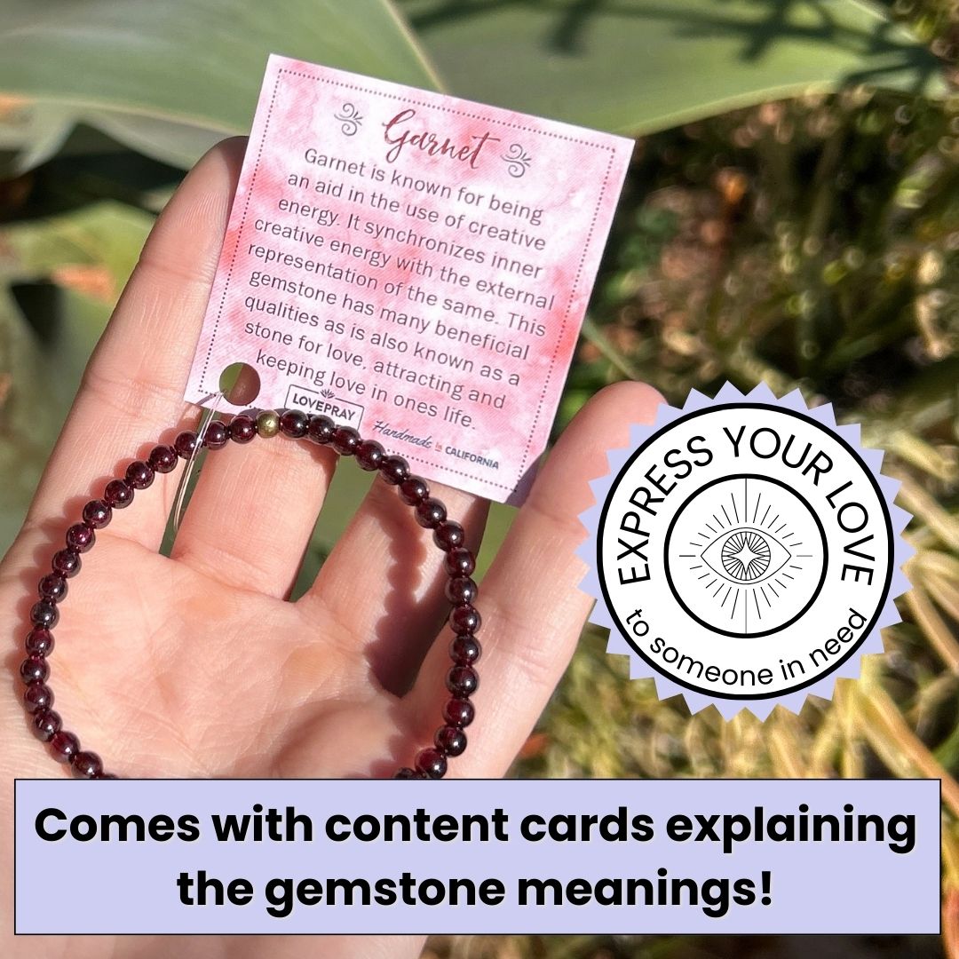 Genuine Garnet delicate bracelet with meaning cards
