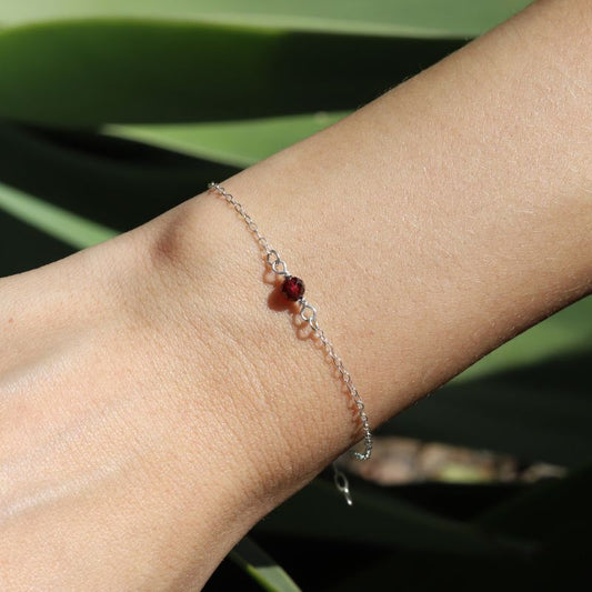 Garnet Sterling Silver Bracelet - January