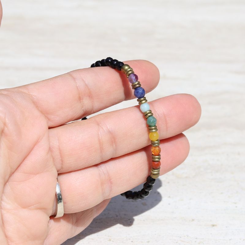 Onyx and Chakra Gemstones Bracelet *Final Sale*