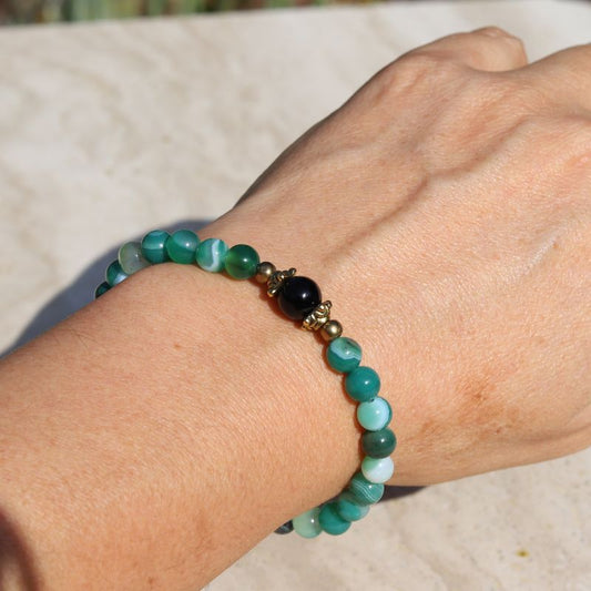 Green Agate and Onyx Bracelet *Final Sale*