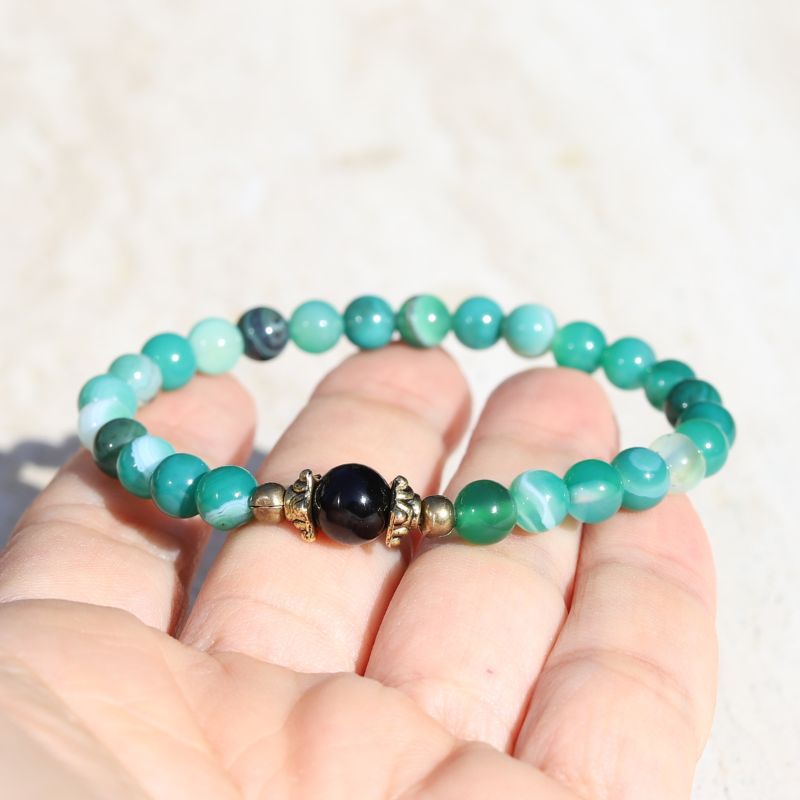 Green Agate and Onyx Bracelet *Final Sale*