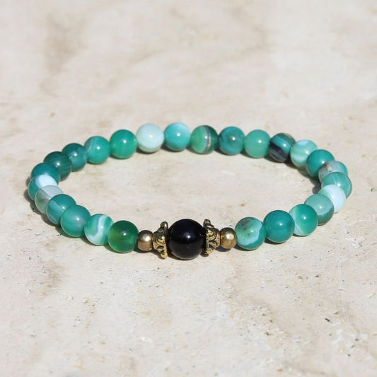 Green Agate and Onyx Bracelet *Final Sale*