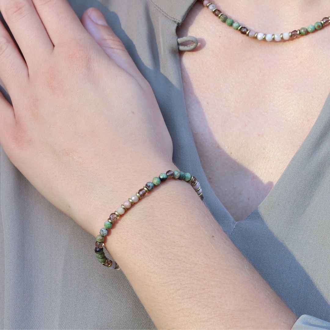 Green and Pink Opal Delicate Bracelet