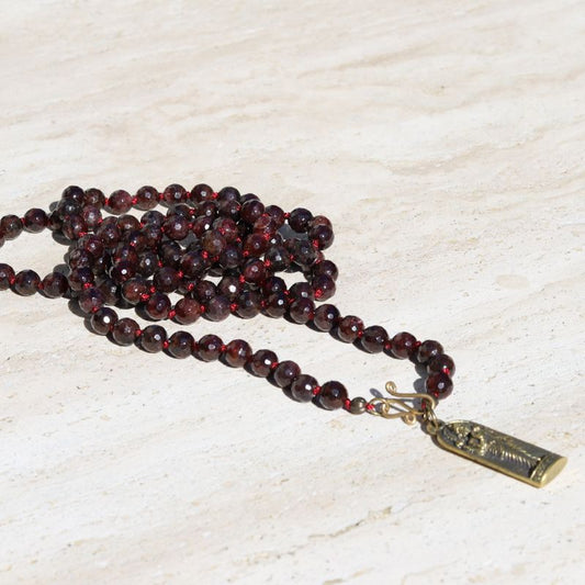 Hand Knotted Garnet Lakshmi Mala Necklace *Final Sale*