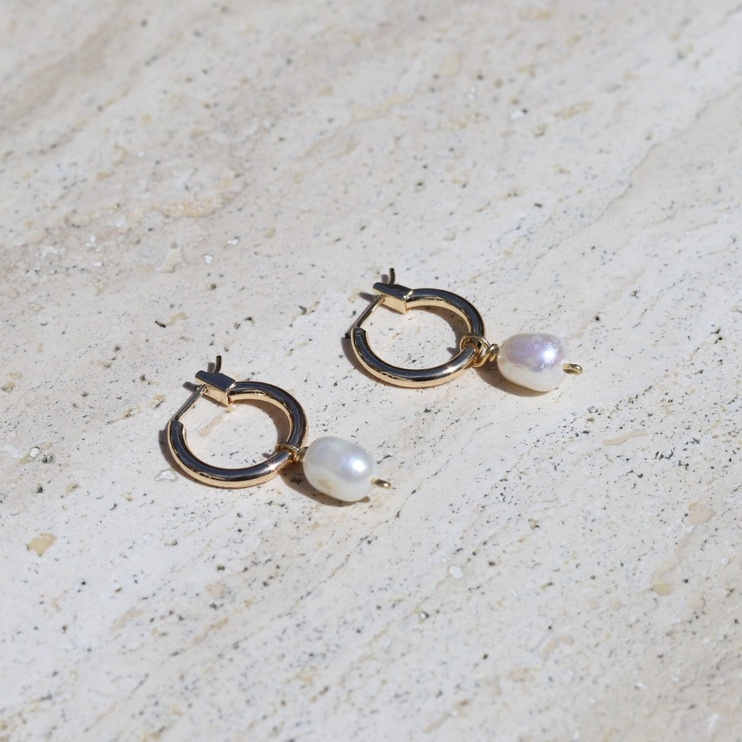 Hoop Pearl Dangle Earrings