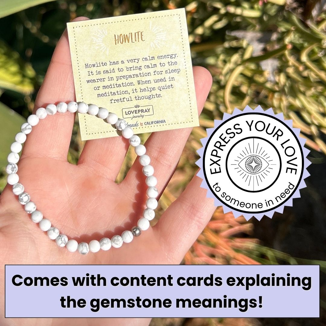 Genuine Matte Howlite delicate bracelet with meaning cards