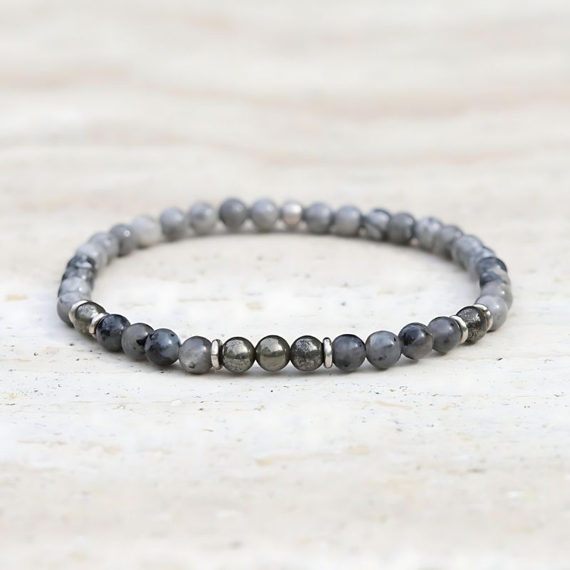 “Protection and Grounding” Jasper and Larvikite Mens Bracelet