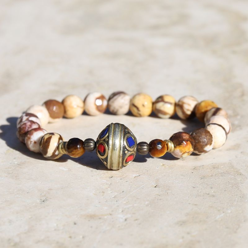 Jasper and Tibetan Guru Bead Bracelet *Final Sale*