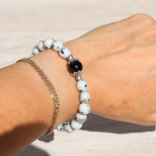 Kiwi Agate & Onyx Bracelet *Final Sale*