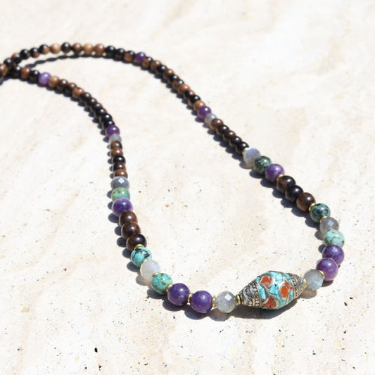 Labradorite & Lepidolite Mala Necklace
