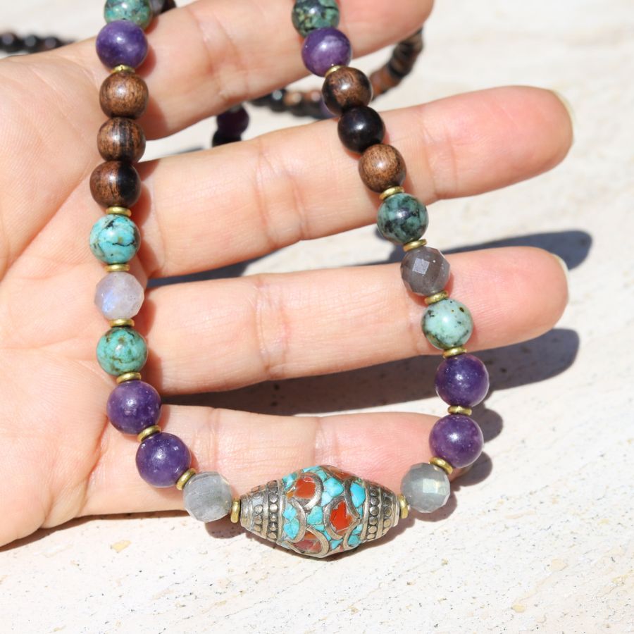 Labradorite & Lepidolite Mala Necklace