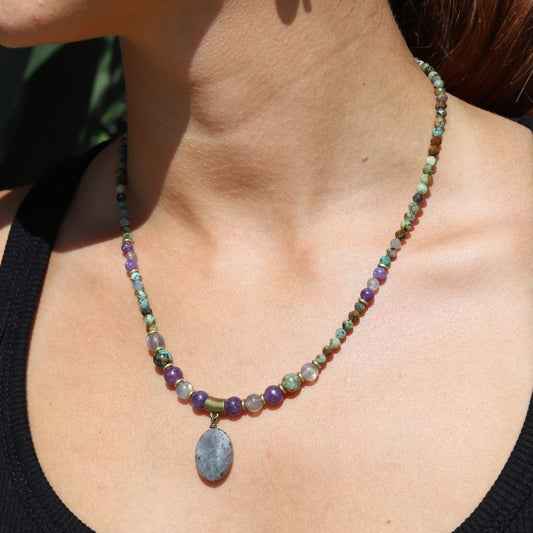 Labradorite & Turquoise Beaded Necklace *Final Sale*