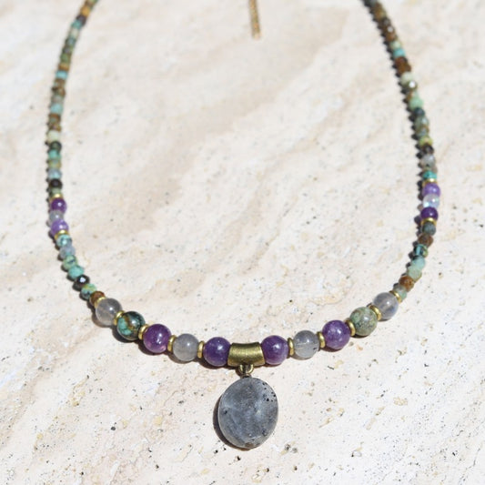 Labradorite & Turquoise Beaded Necklace *Final Sale*