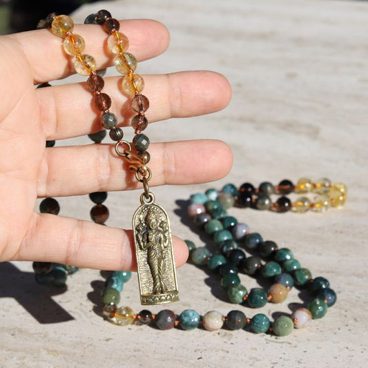 Lakshmi Citrine & Jasper Hand Knotted Necklace *Final Sale*