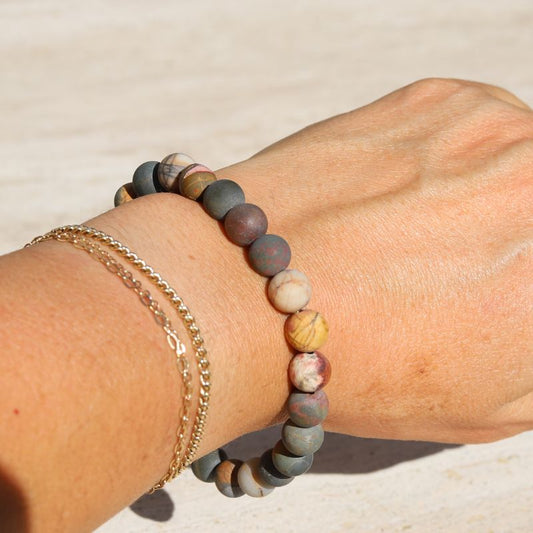 Matte Picasso Jasper Men's Bracelet *Final Sale*