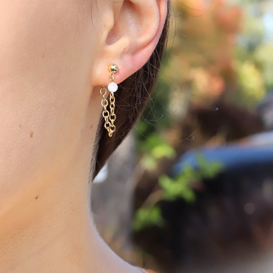 Moonstone Chain Earrings