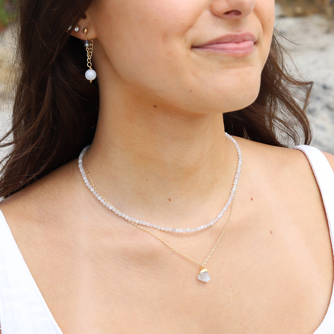 Delicate Raw Moonstone Pendant Necklace