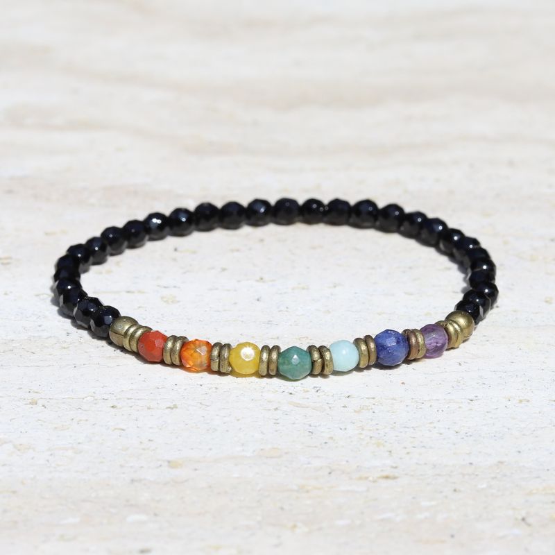 Onyx and Chakra Gemstones Bracelet *Final Sale*