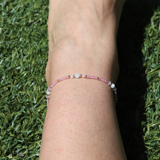 Pink Moonstone Anklet