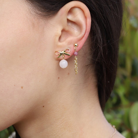 Pink Tourmaline Chain Earrings