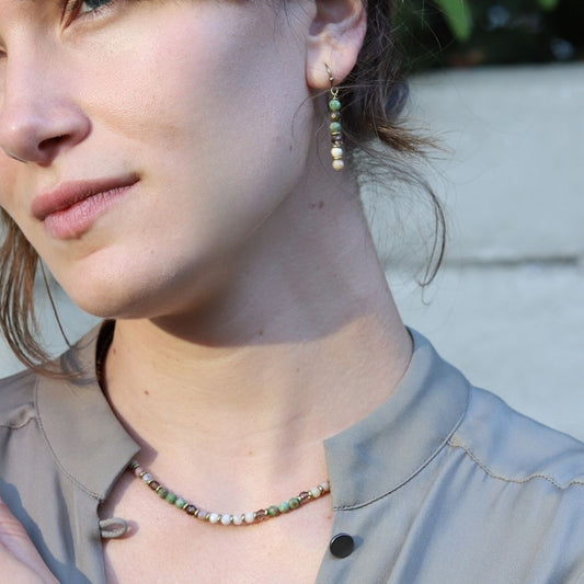 Green and Pink Opal Earrings *Final Sale*