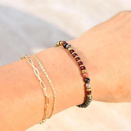 Pyrite & Garnet Bracelet