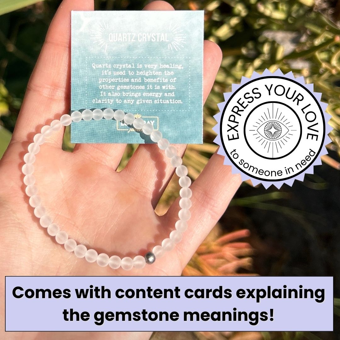 Genuine Matte Quartz Crystal delicate bracelet with meaning cards