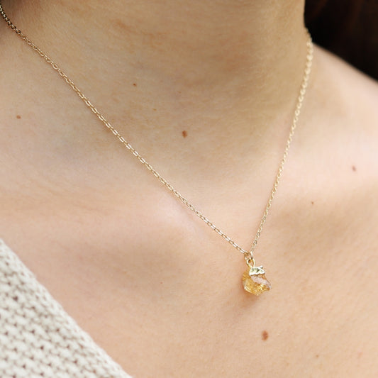 Raw Citrine Chain Necklace